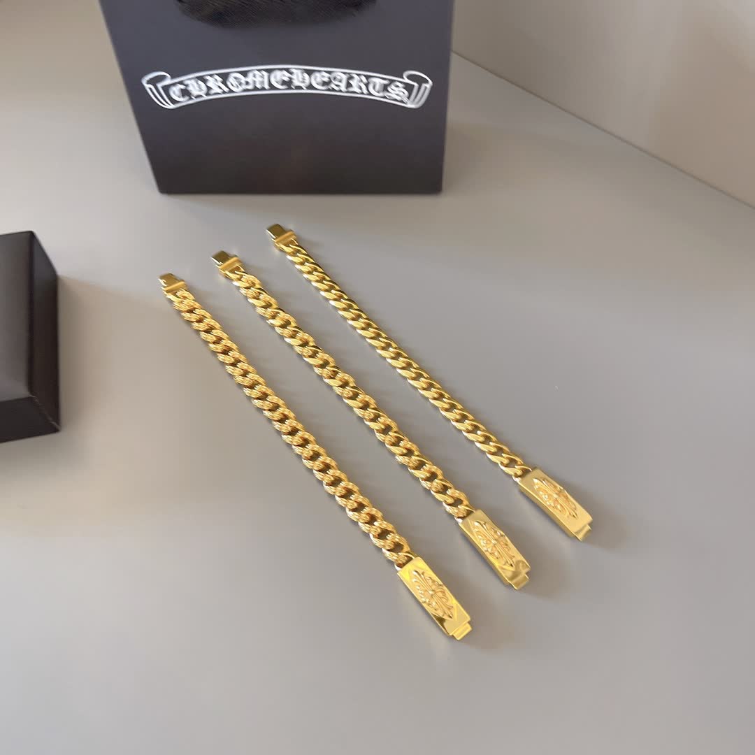 Chrome Hearts Gold-Plated Chain Bracelets